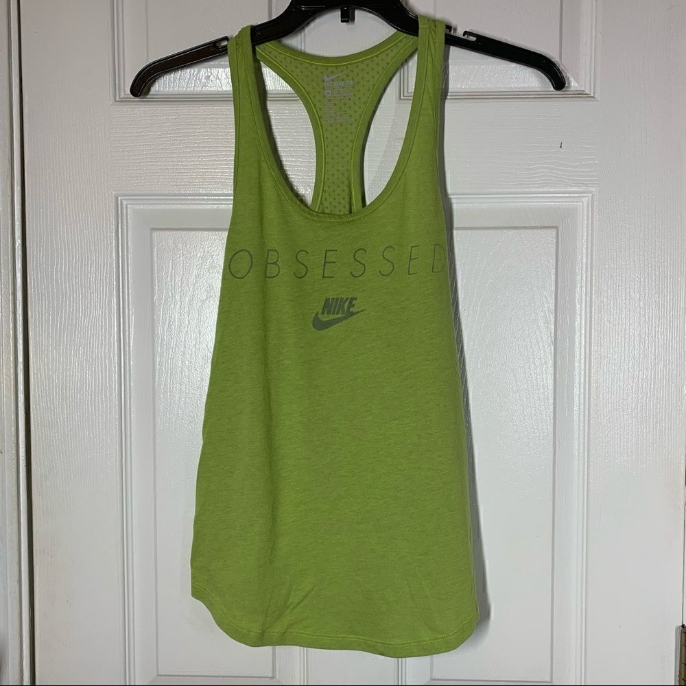Nike Tee~Women's~”Obsessed”~Mint Green~Athletic Racer Back Tank Top~Sz M - Picture 1 of 11